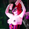 Will strip for peanuts: Rose Thorne performs her Elephant Woman burlesque routine at the London Zoo