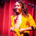 Comedian Elena Procopiu shows a nipple tassel at Cool Britannia