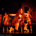 Burlesque dancer Suri Sumatra joins the cast for the skating finale of Carnesky's Tarot Drome at the Old Vic Tunnels