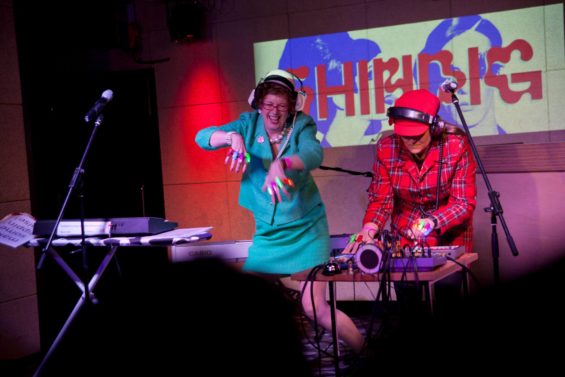 Lorraine Bowen and Karina Townsend as The Chalkwell Ladies Drum ‘n’ Bass League at Shindig (c) Holly Revell
