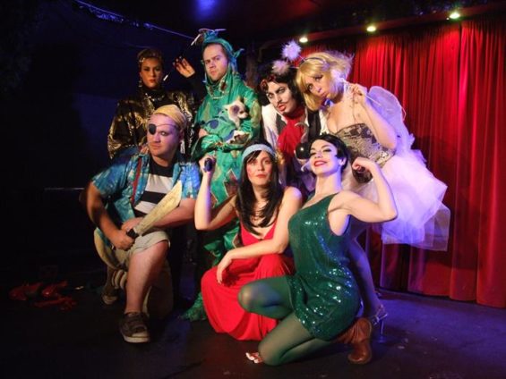 Peter Pandemonium pantomime, where the cast include Piff the Magic Dragon, Mister Piffles and Laurie Hagen – all of whom have since been stolen by Vegas. Rest of pic: Sally Samad, Jamie Anderson, Dusty Limits, Louise Hollamby and Rebecca Finlay-Hall.