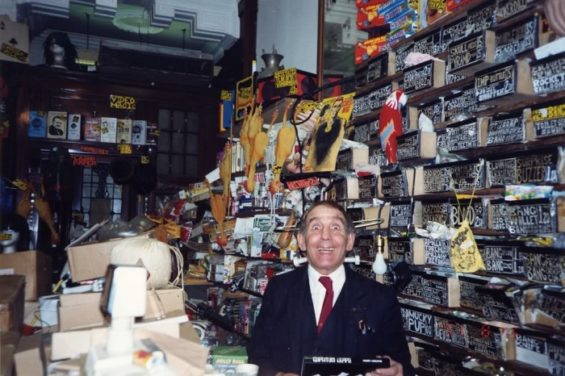 The escapologist and magician Alan Alan in his Holborn shop.