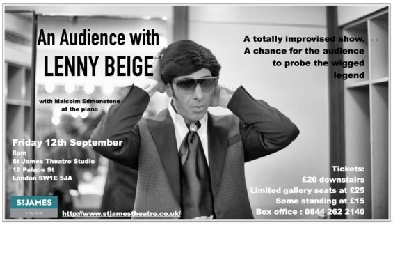 Lenny Beige will be taking your questions at the St James Theatre on 12 September.